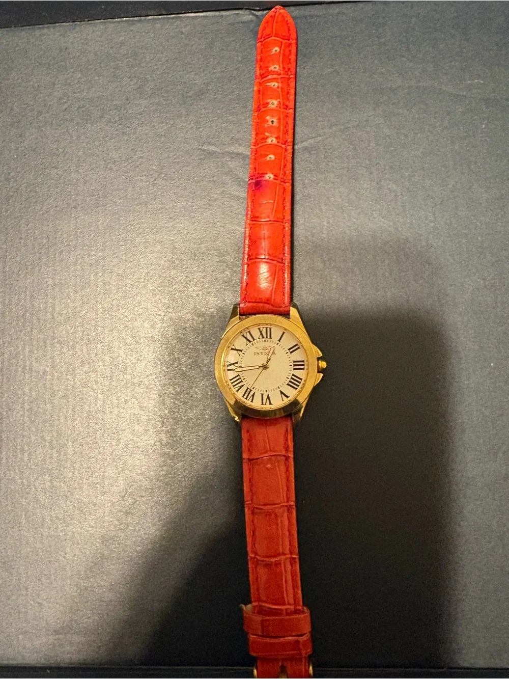 Invicta Gold Women's Case Watch with Red Leather Strap